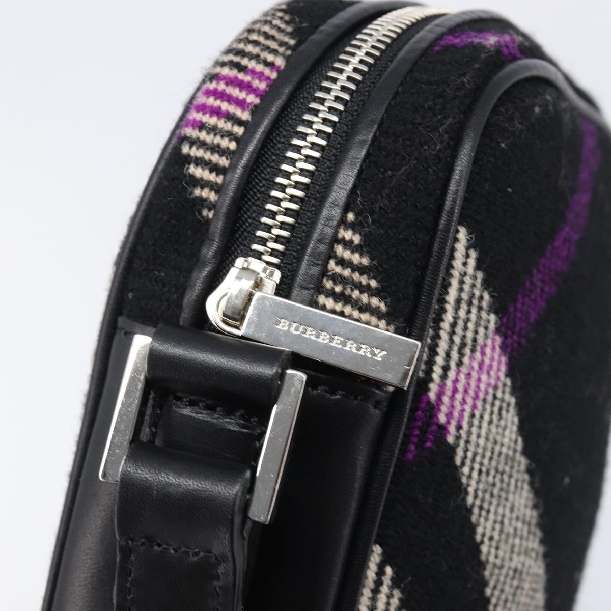 BURBERRY Nova Check Shoulder Bag Canvas Black Silver Auth 214426A