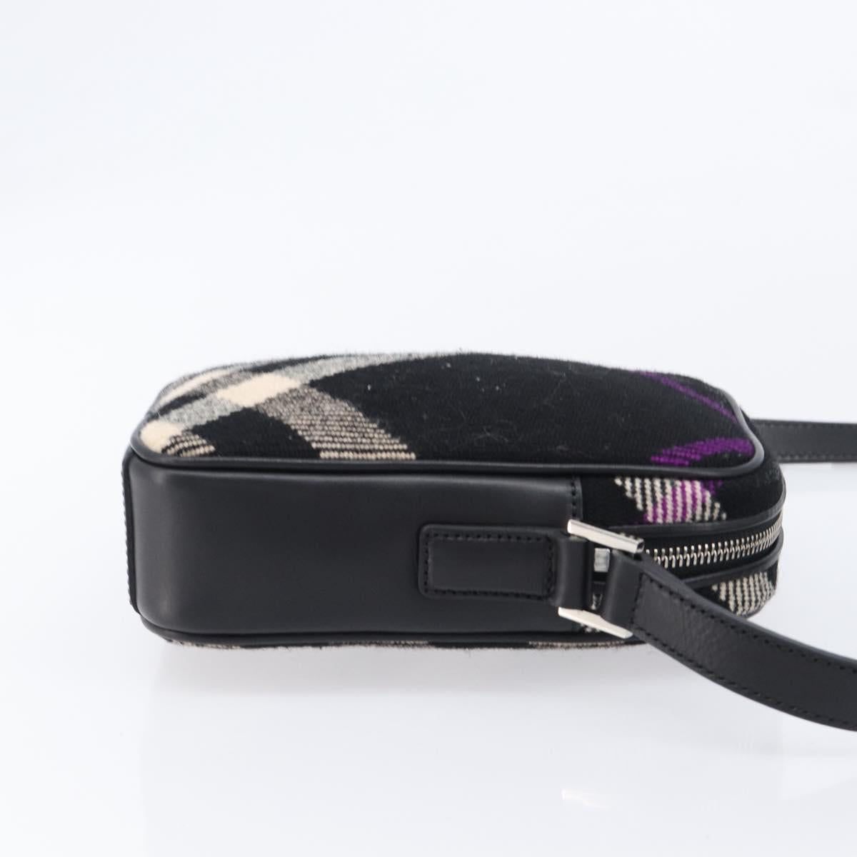 BURBERRY Nova Check Shoulder Bag Canvas Black Silver Auth 214426A