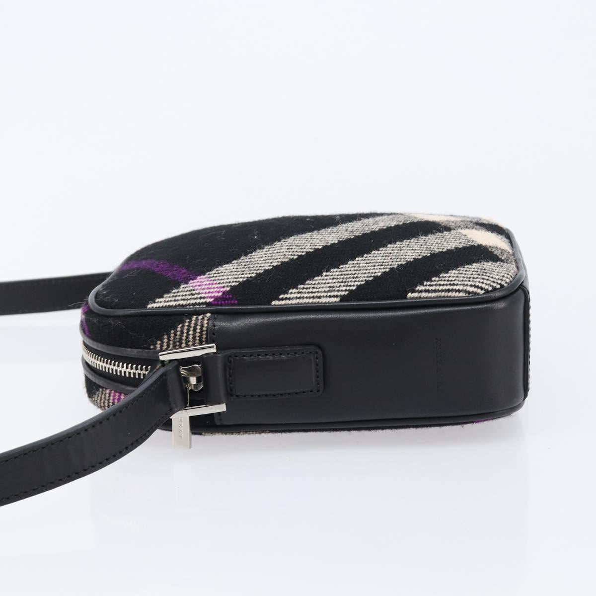 BURBERRY Nova Check Shoulder Bag Canvas Black Silver Auth 214426A