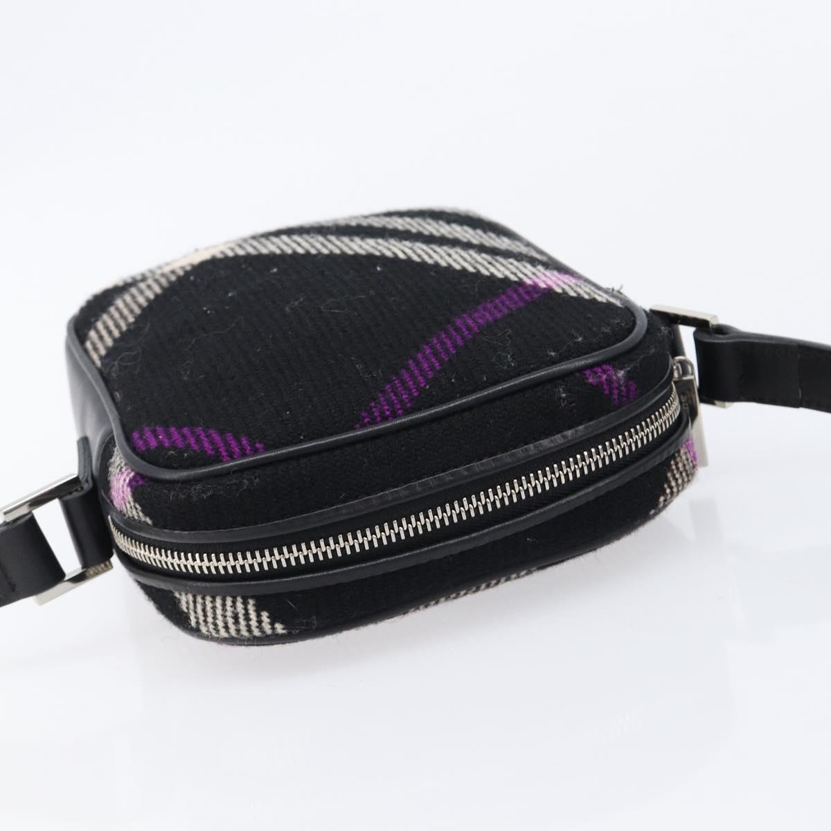 BURBERRY Nova Check Shoulder Bag Canvas Black Silver Auth 214426A