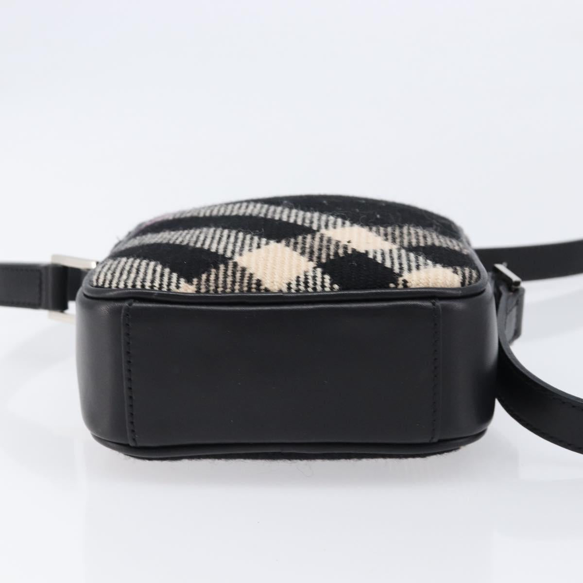 BURBERRY Nova Check Shoulder Bag Canvas Black Silver Auth 214426A