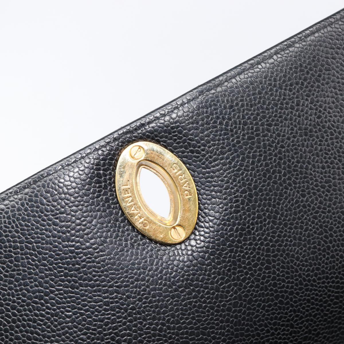 CHANEL Mademoiselle Chain Shoulder Bag Caviar Skin Black Gold CC Auth 214493SAM
