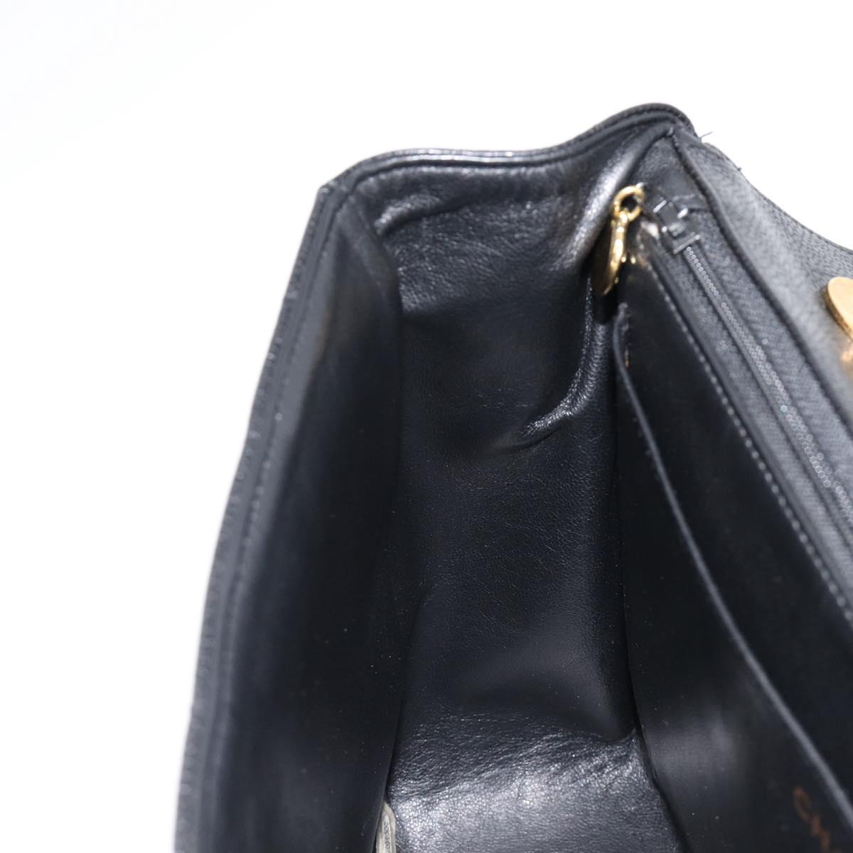 CHANEL Mademoiselle Chain Shoulder Bag Caviar Skin Black Gold CC Auth 214493SAM