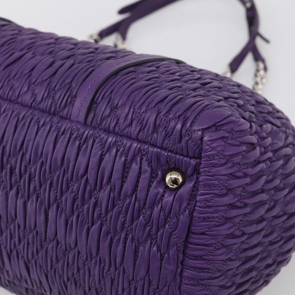 Miu Miu Matelasse Chain Tote Bag Leather Purple Silver Auth 214651V