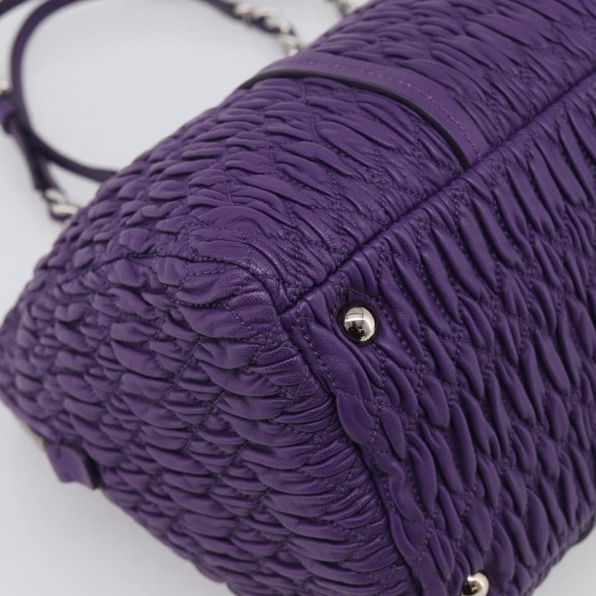 Miu Miu Matelasse Chain Tote Bag Leather Purple Silver Auth 214651V