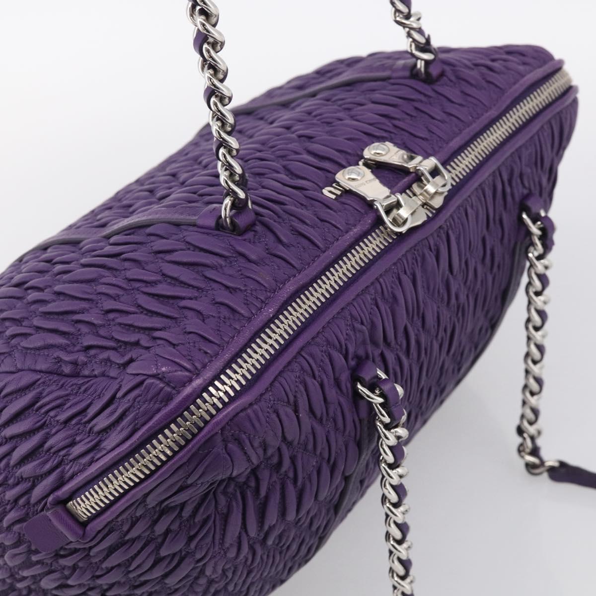 Miu Miu Matelasse Chain Tote Bag Leather Purple Silver Auth 214651V