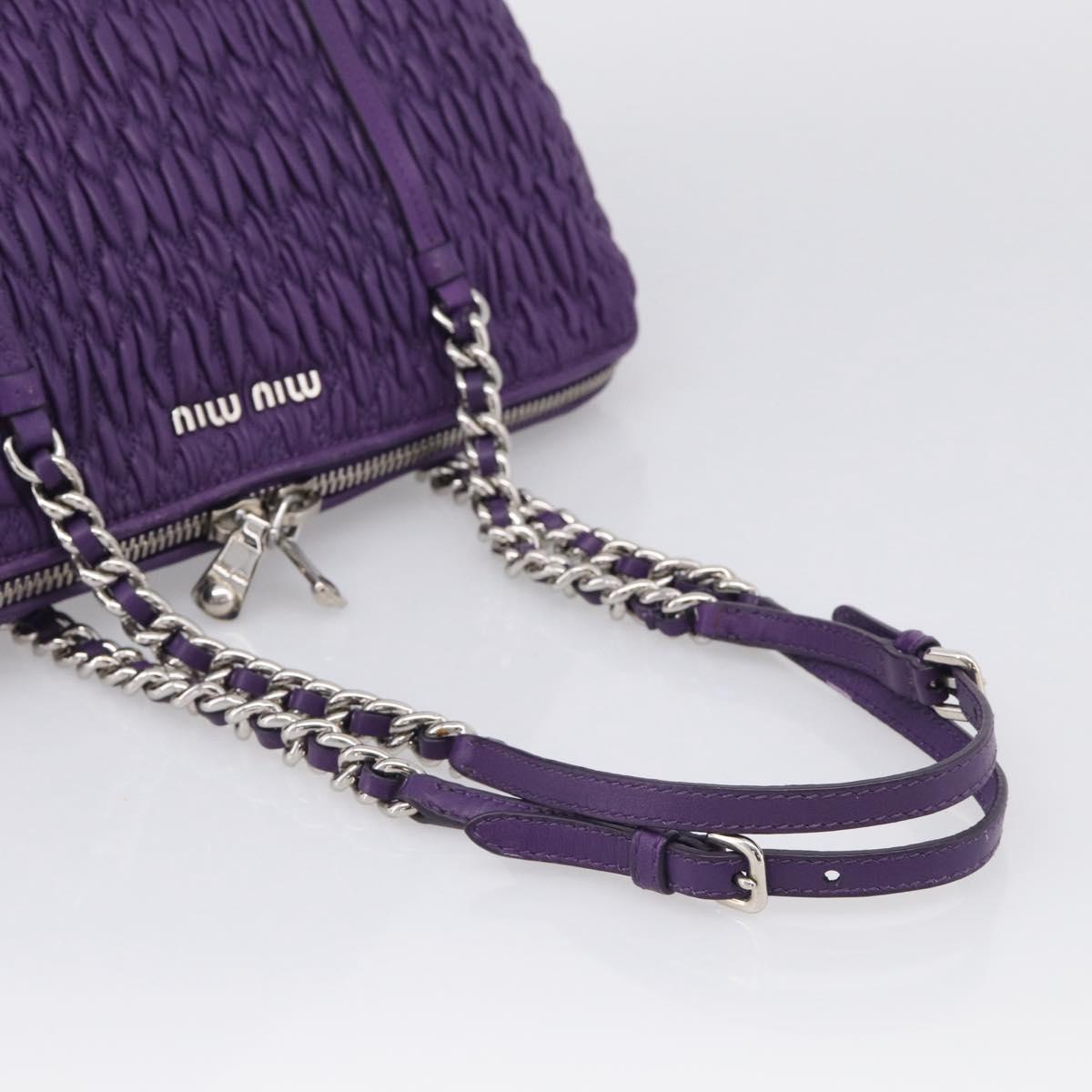 Miu Miu Matelasse Chain Tote Bag Leather Purple Silver Auth 214651V