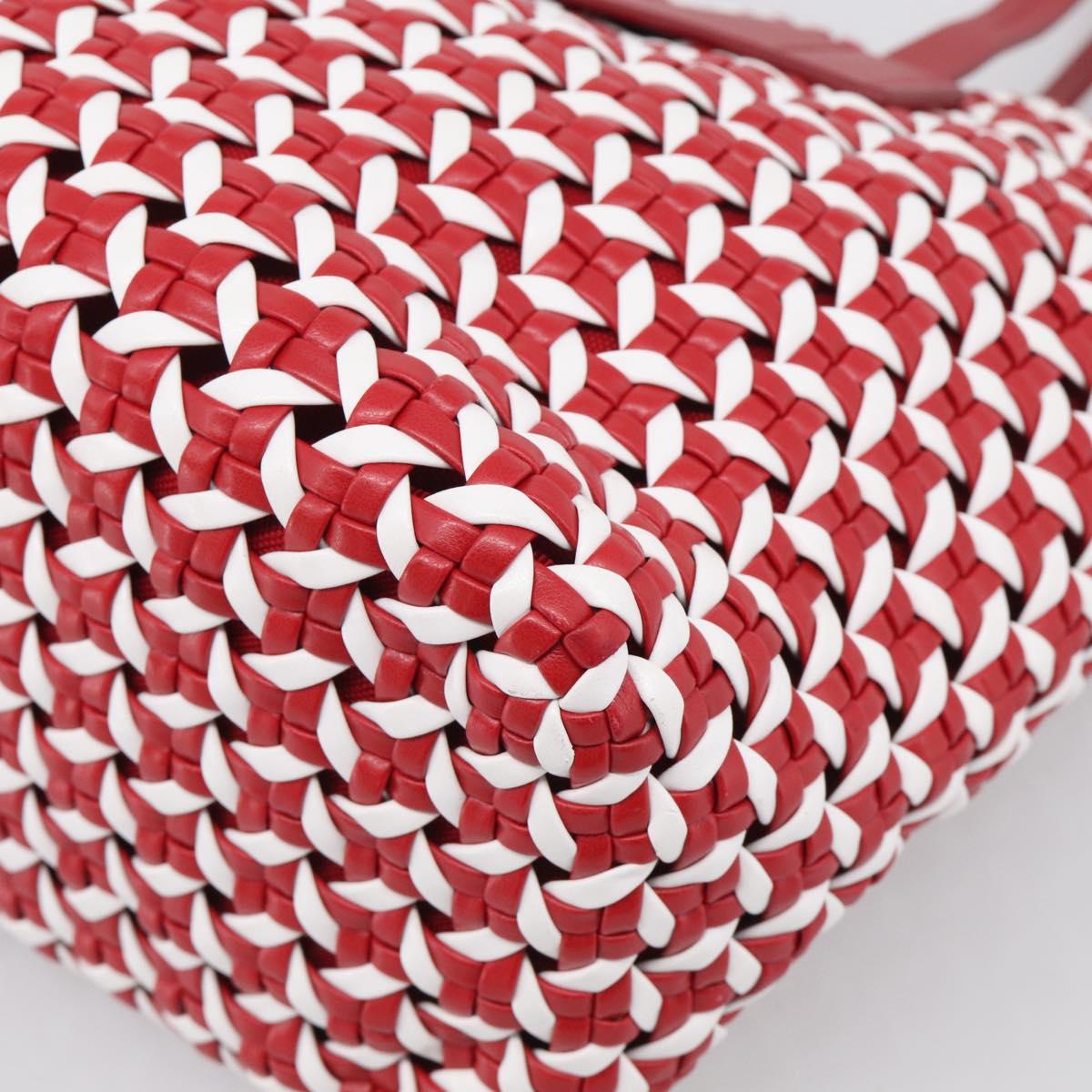 Miu Miu Tote Bag Leather Red Silver Auth 214653V