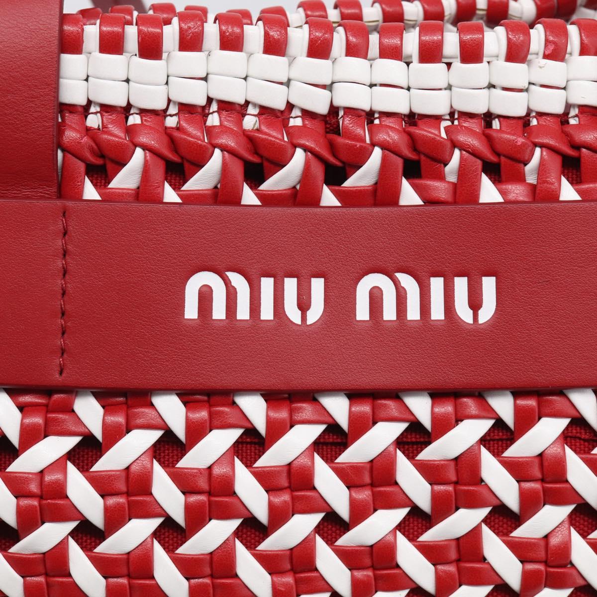 Miu Miu Tote Bag Leather Red Silver Auth 214653V