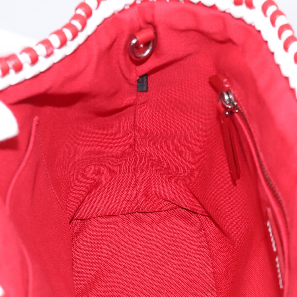 Miu Miu Tote Bag Leather Red Silver Auth 214653V