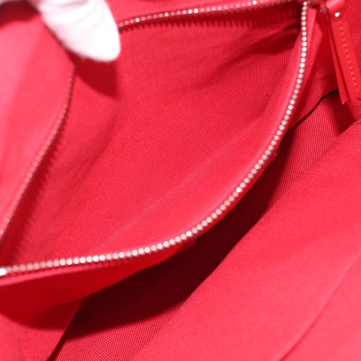 Miu Miu Tote Bag Leather Red Silver Auth 214653V