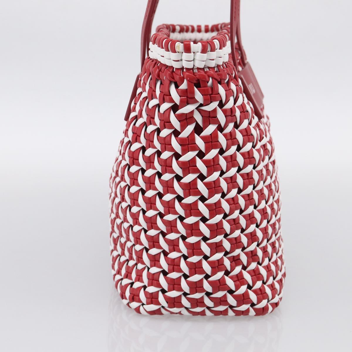 Miu Miu Tote Bag Leather Red Silver Auth 214653V