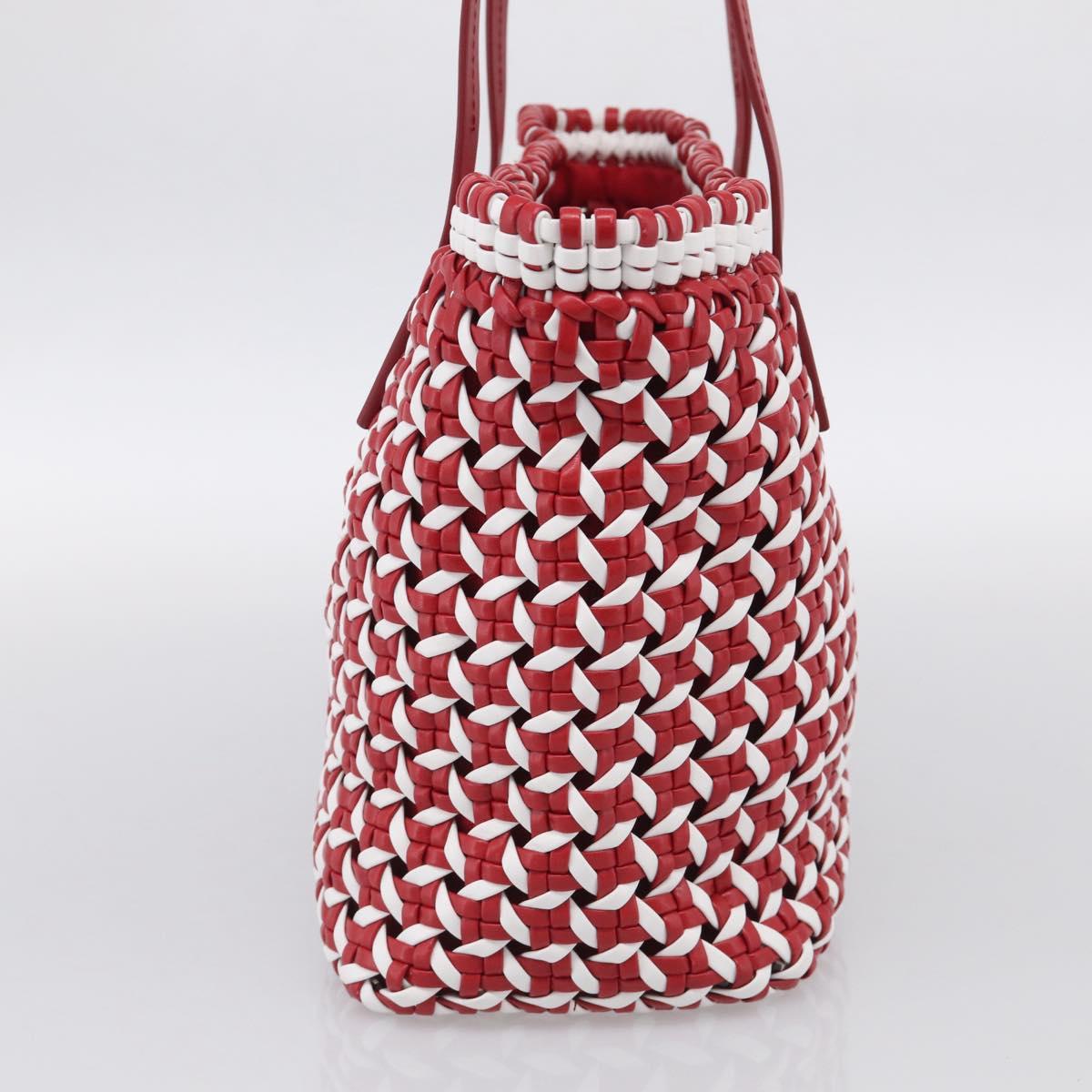 Miu Miu Tote Bag Leather Red Silver Auth 214653V
