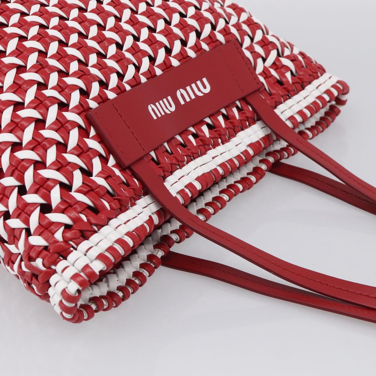 Miu Miu Tote Bag Leather Red Silver Auth 214653V