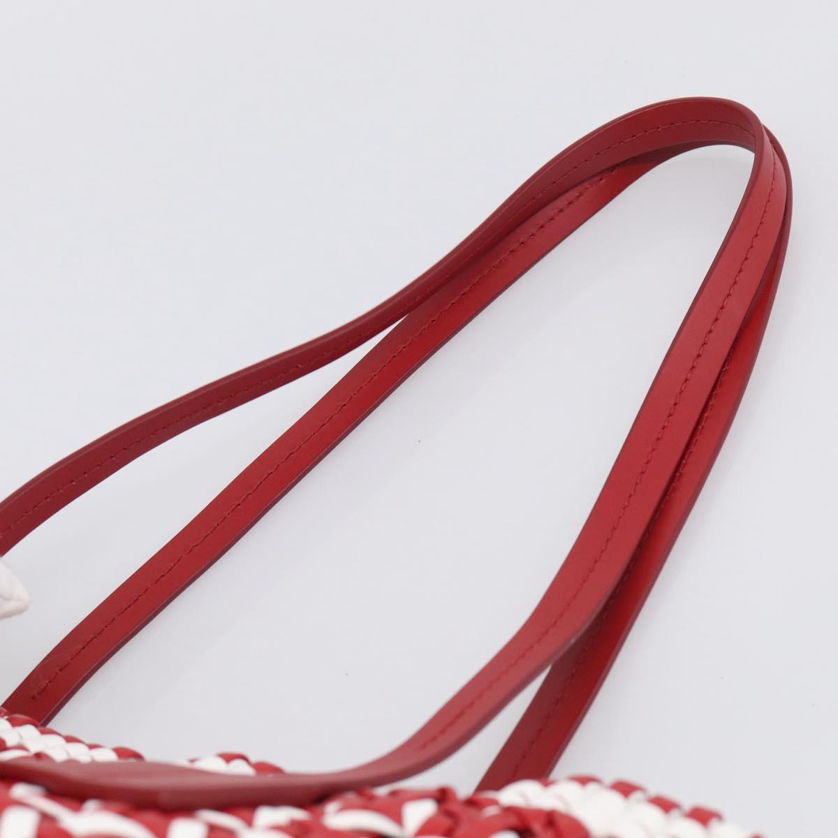 Miu Miu Tote Bag Leather Red Silver Auth 214653V