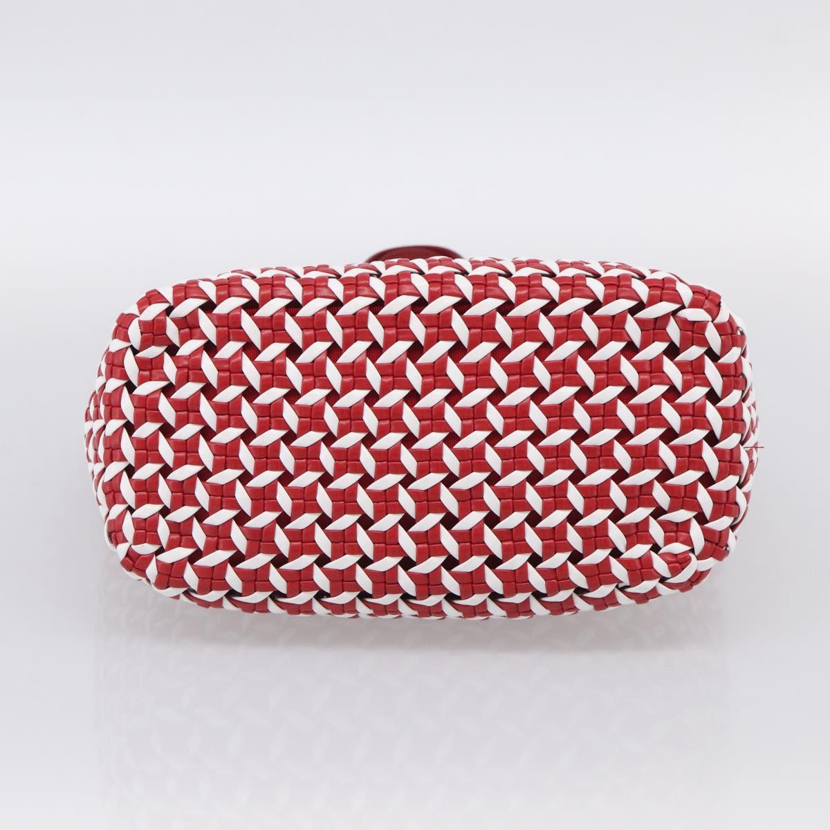 Miu Miu Tote Bag Leather Red Silver Auth 214653V