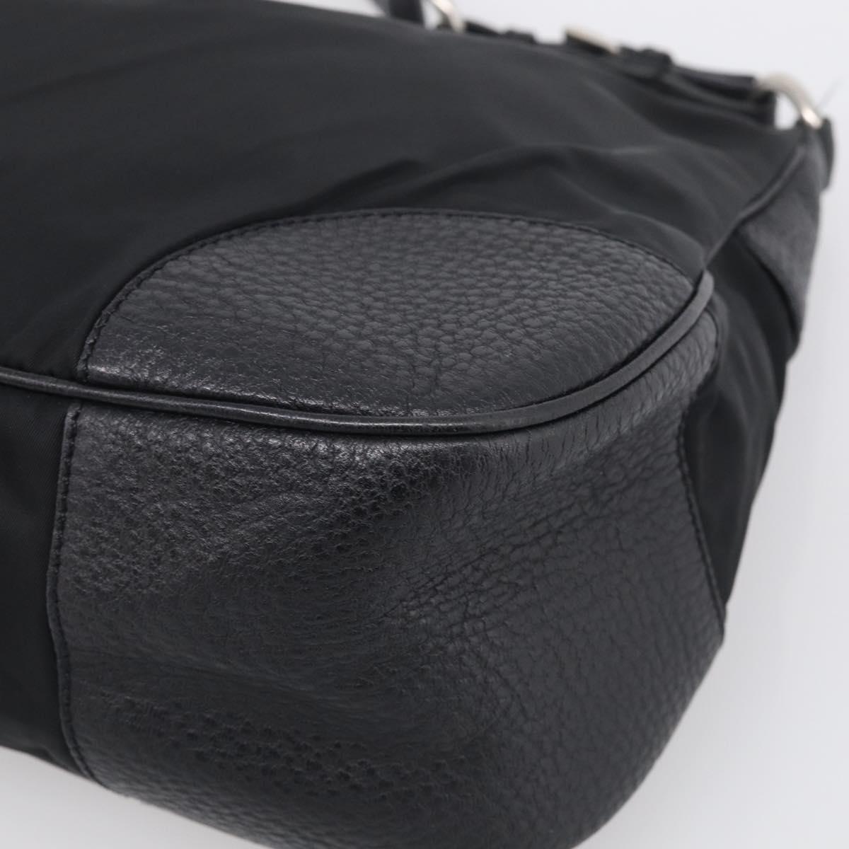 PRADA Shoulder Bag Nylon Black Silver Auth 214656V
