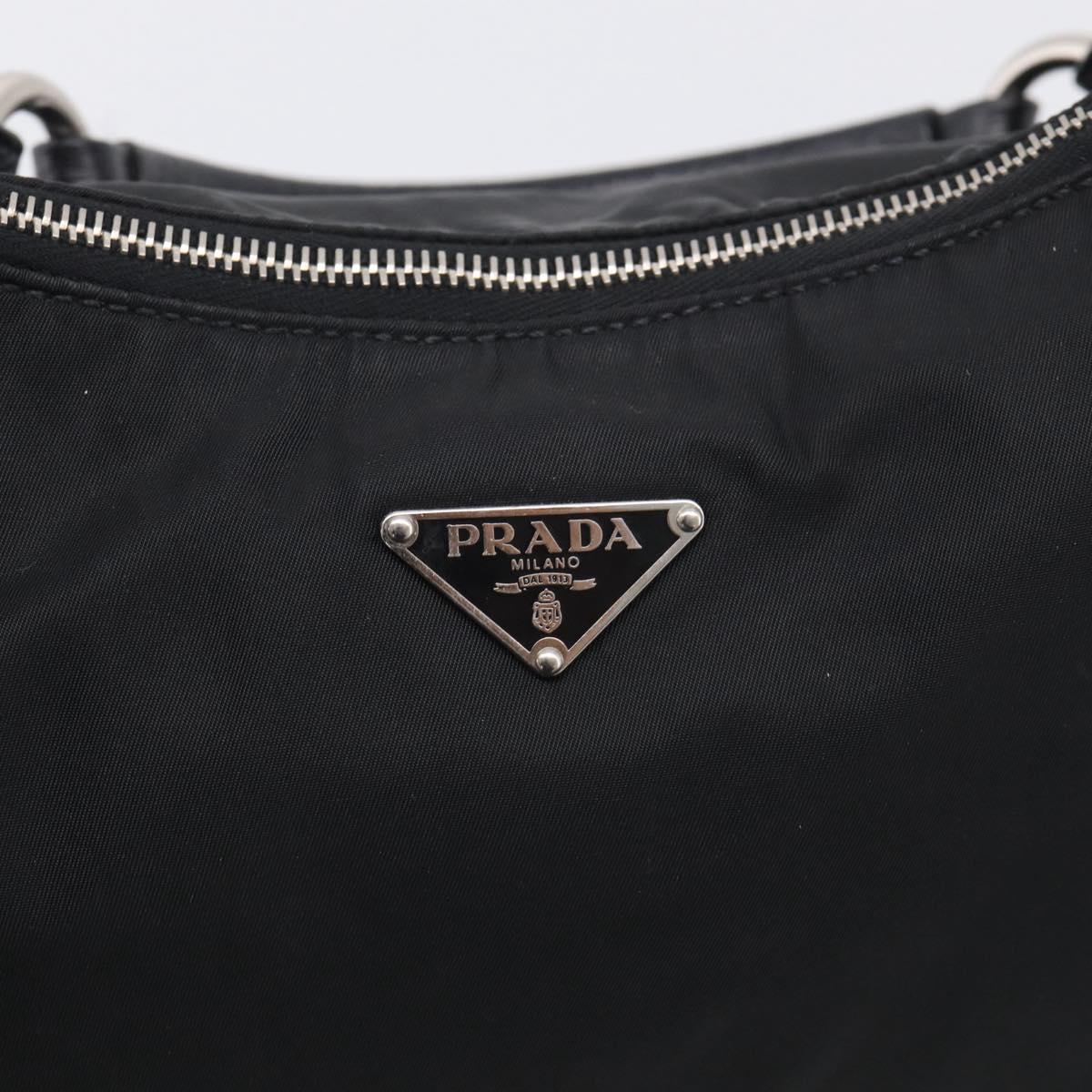 PRADA Shoulder Bag Nylon Black Silver Auth 214656V