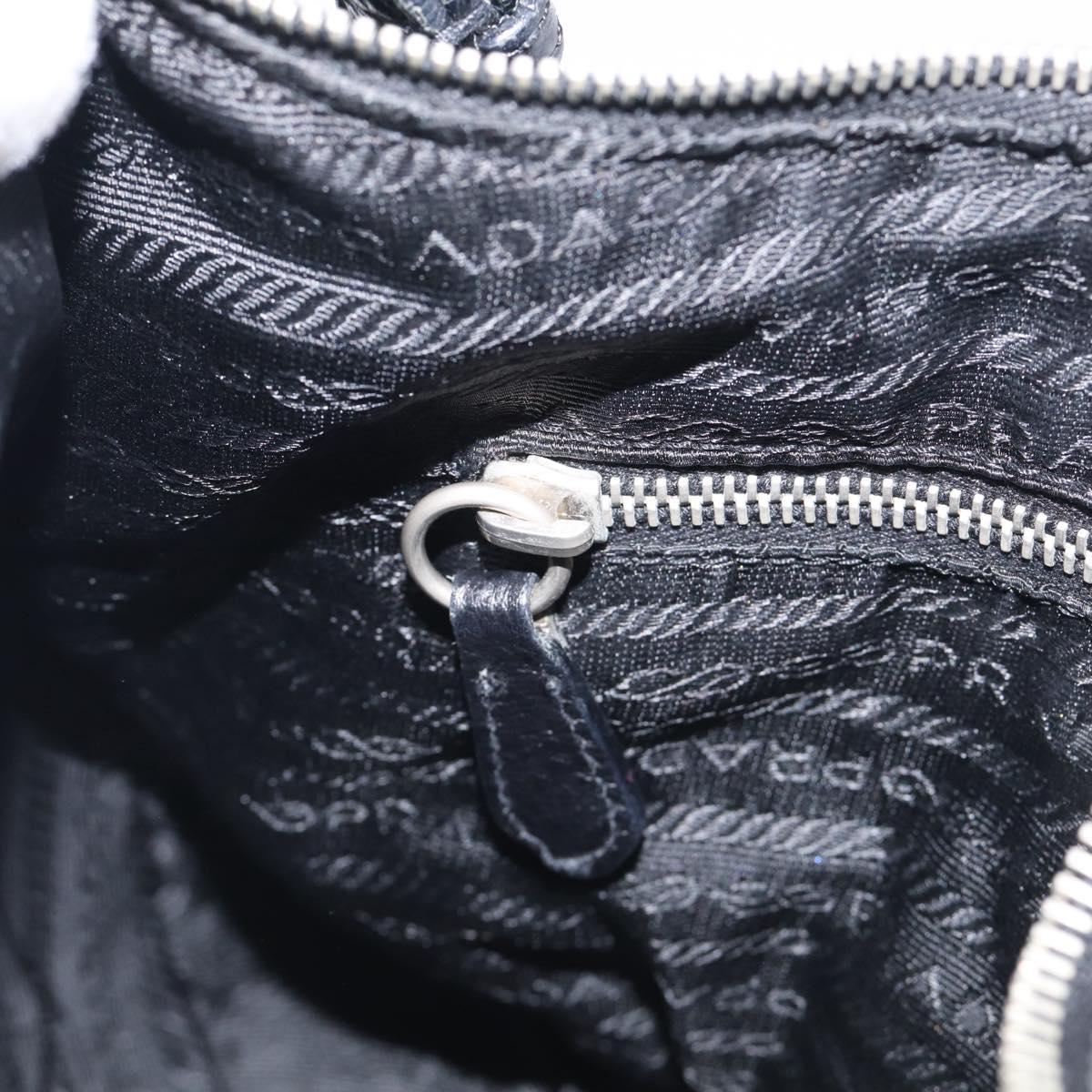 PRADA Shoulder Bag Nylon Black Silver Auth 214656V