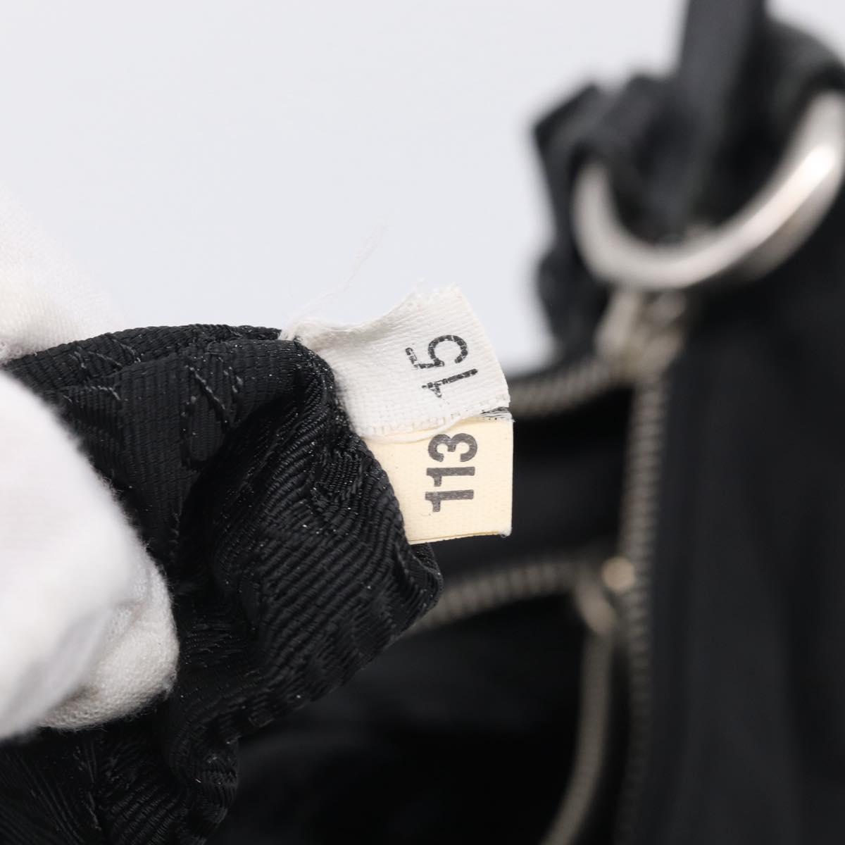 PRADA Shoulder Bag Nylon Black Silver Auth 214656V