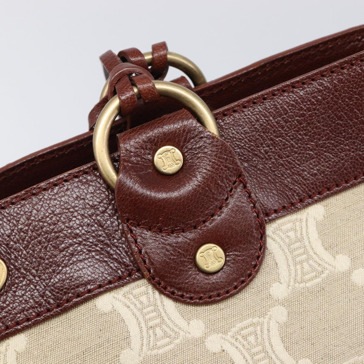 CELINE C Macadam Canvas Tote Bag Ivory Gold Auth 214658