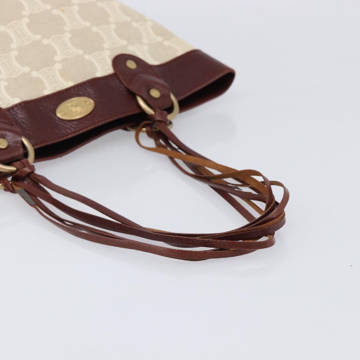 CELINE C Macadam Canvas Tote Bag Ivory Gold Auth 214658