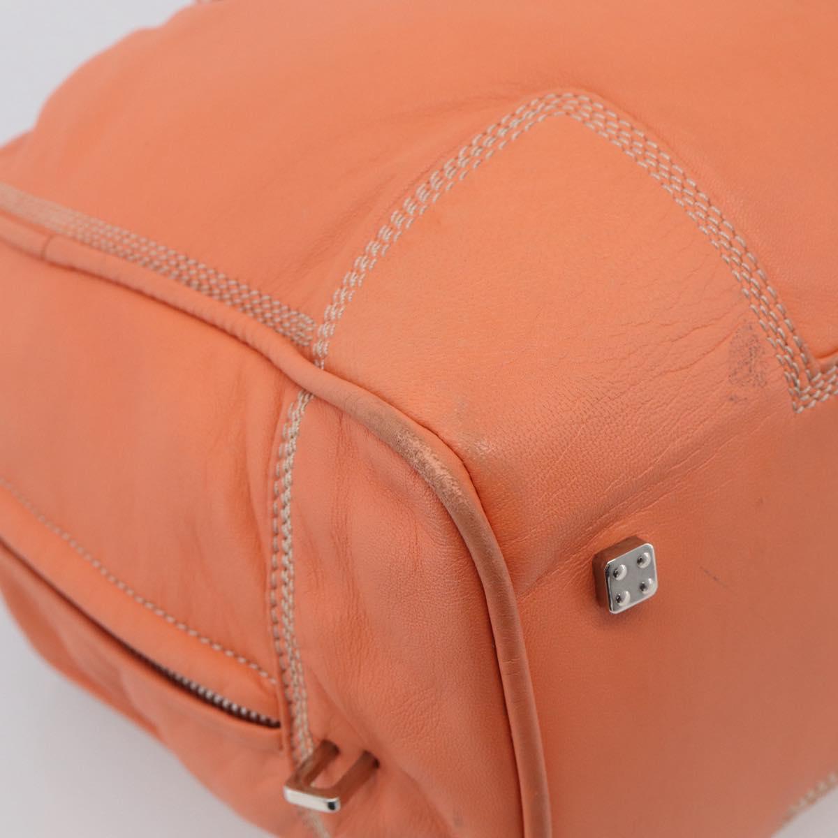 LOEWE Amazona 36 Hand Bag Leather Orange Silver Auth 214659A