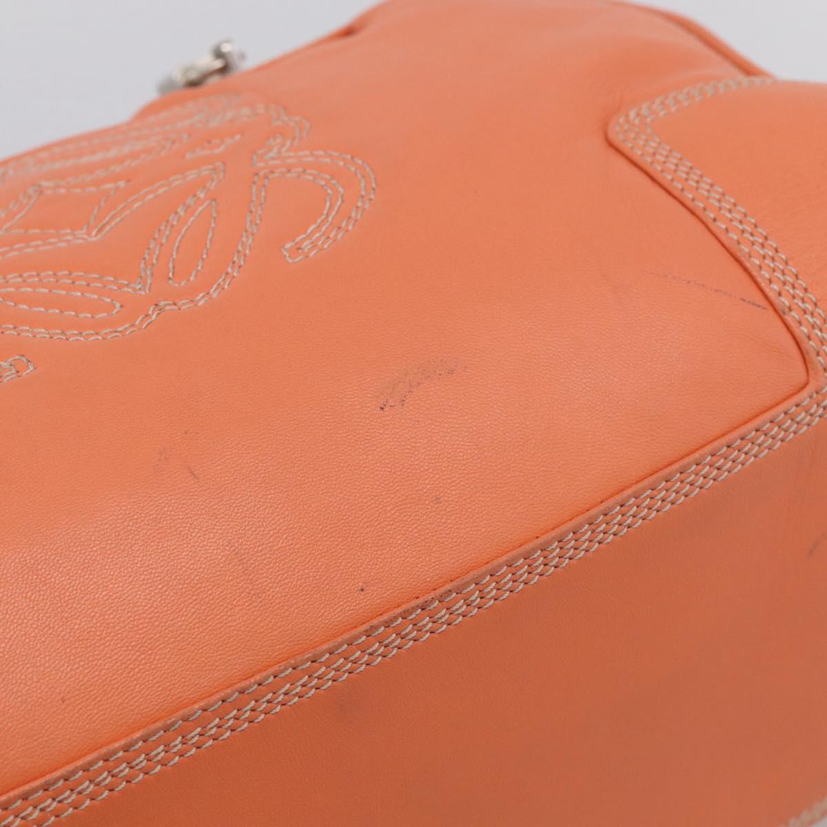 LOEWE Amazona 36 Hand Bag Leather Orange Silver Auth 214659A