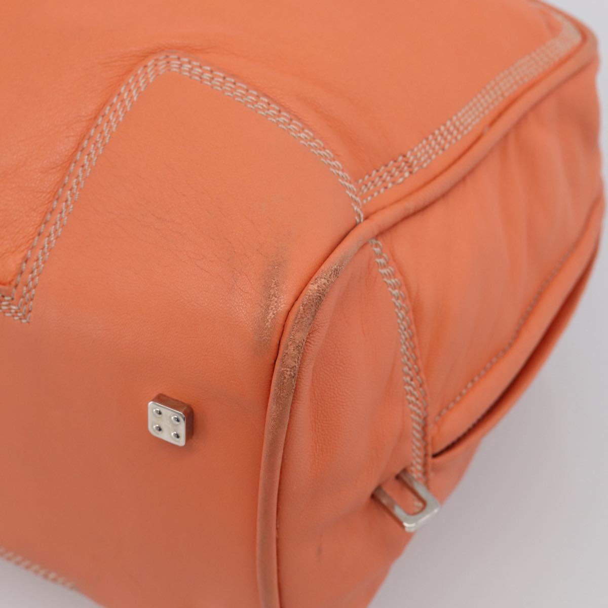 LOEWE Amazona 36 Hand Bag Leather Orange Silver Auth 214659A