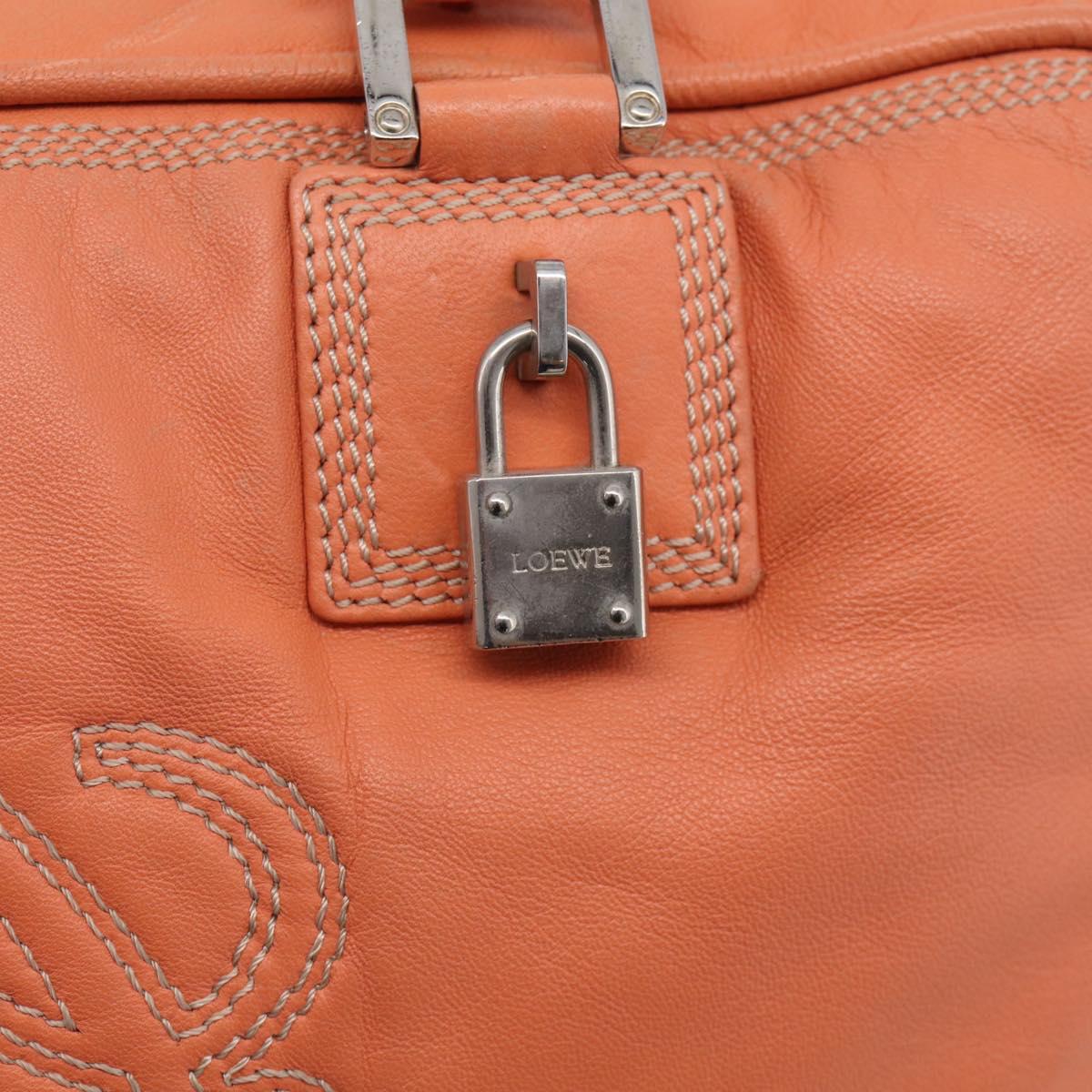 LOEWE Amazona 36 Hand Bag Leather Orange Silver Auth 214659A