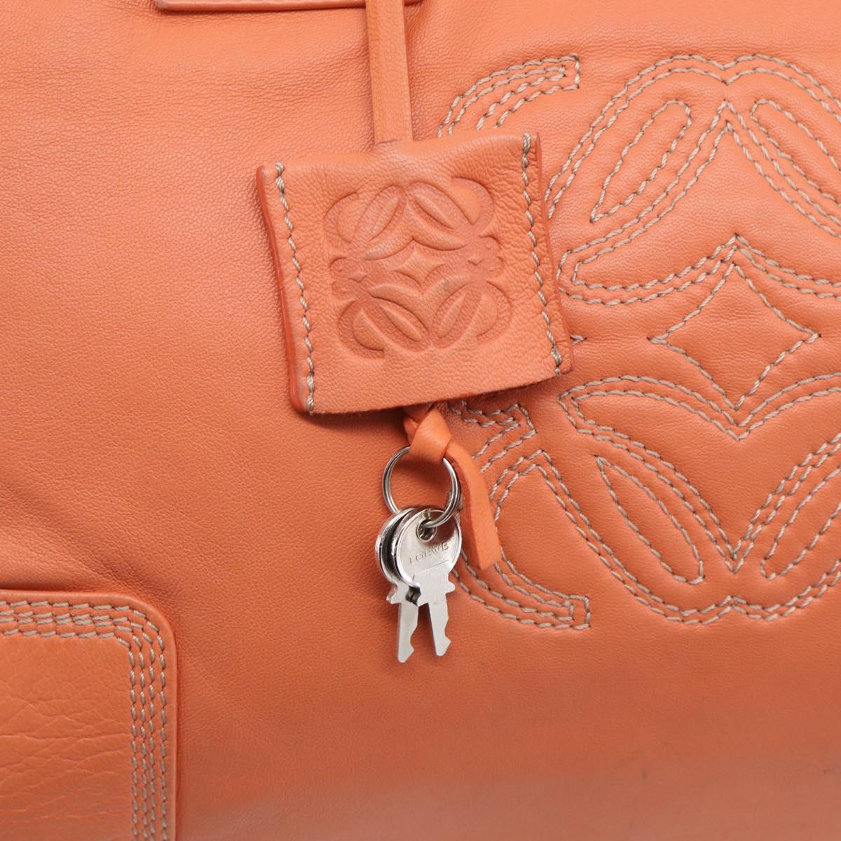 LOEWE Amazona 36 Hand Bag Leather Orange Silver Auth 214659A