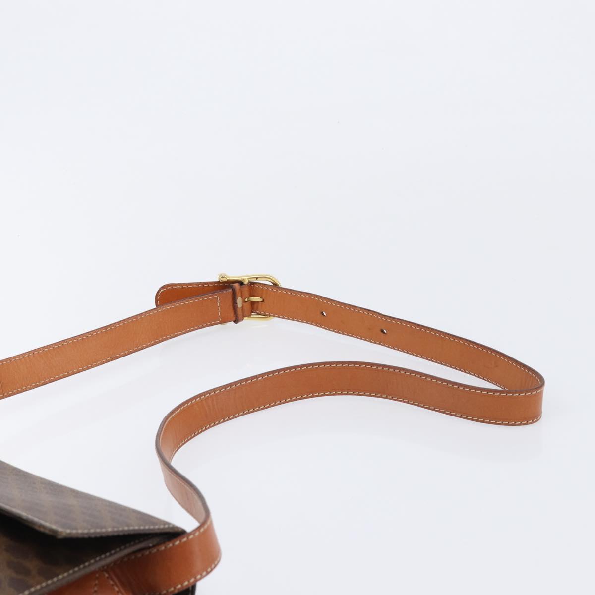CELINE Macadam Canvas Circle Shoulder Bag PVC Leather Brown Gold Auth 214660A