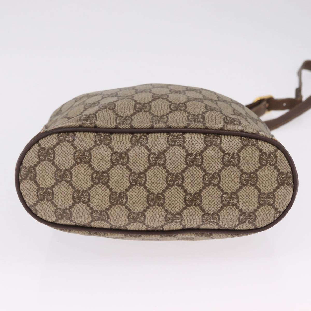 GUCCI GG Supreme Web Sherry Line Bag PVC Beige Gold 164 02 034 Auth 214662