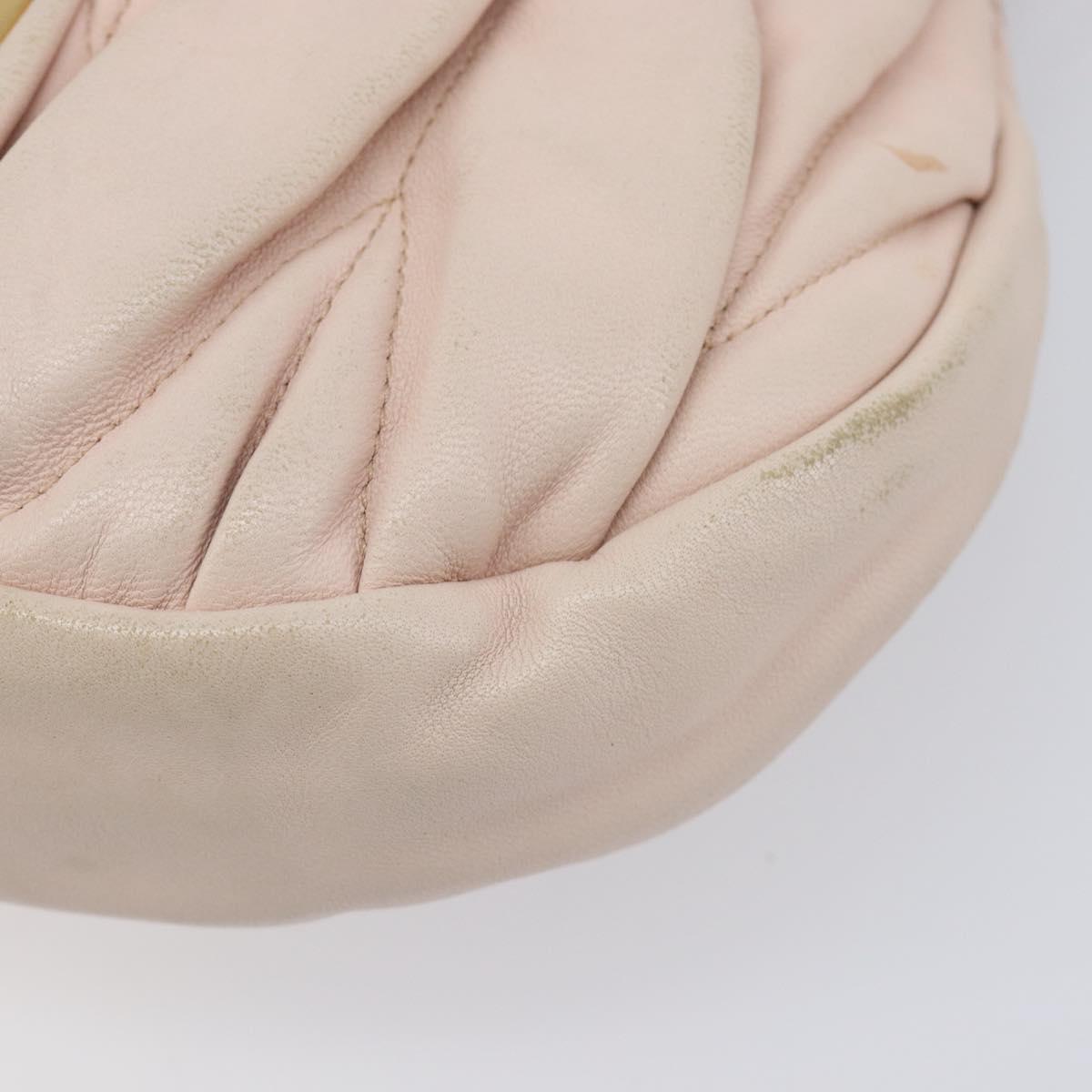 Miu Miu Matelasse Hand Bag Leather 2way Beige Gold Auth 214668A