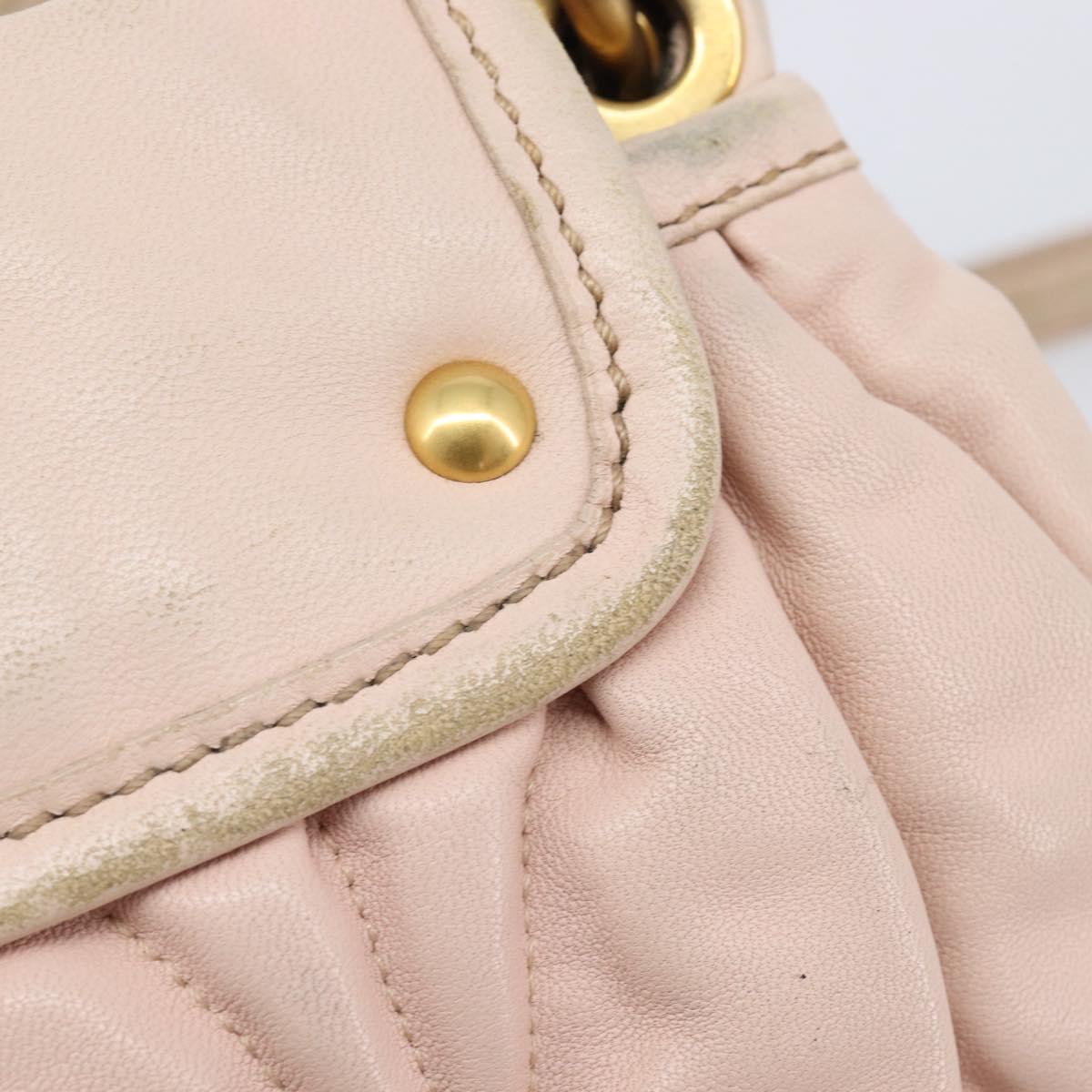 Miu Miu Matelasse Hand Bag Leather 2way Beige Gold Auth 214668A