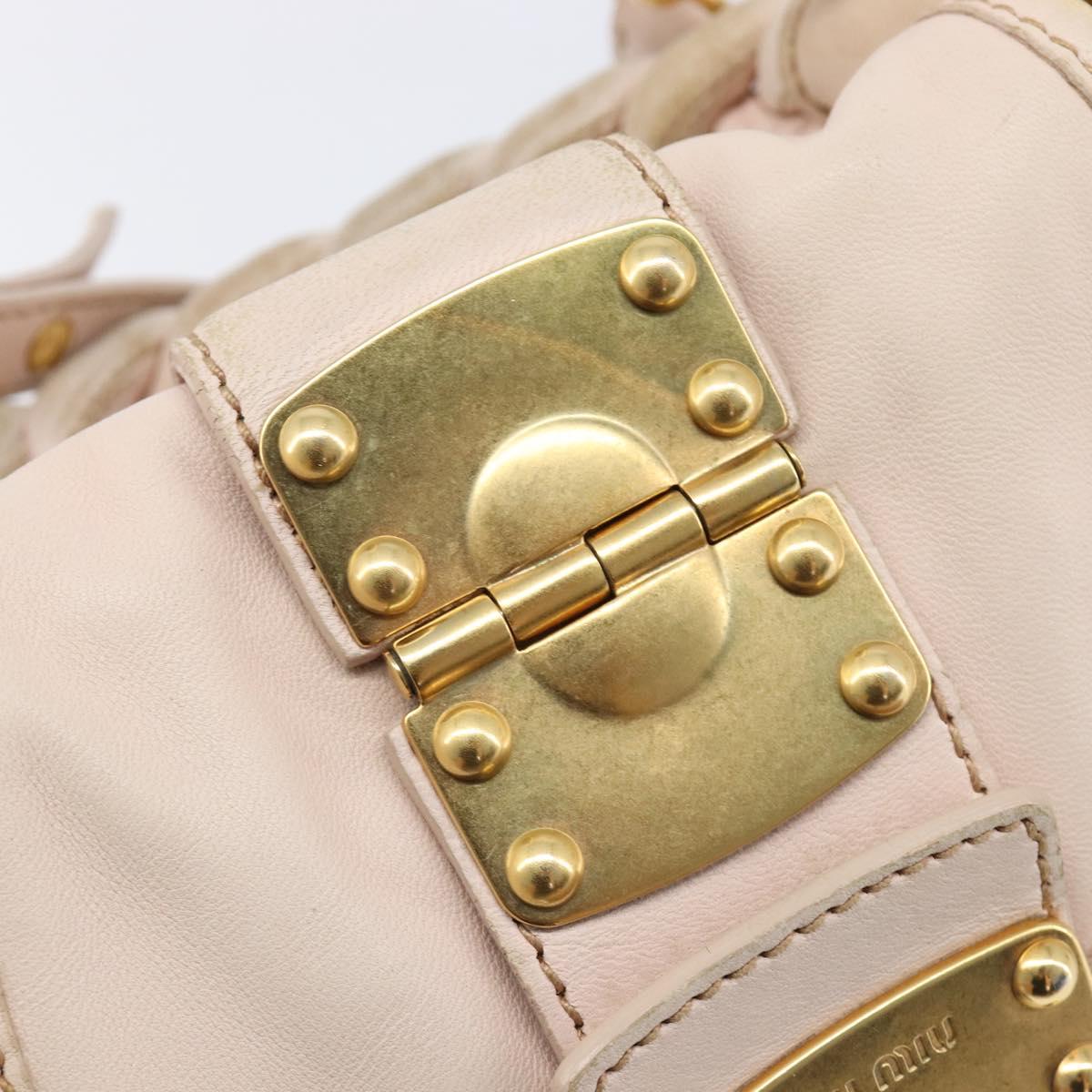 Miu Miu Matelasse Hand Bag Leather 2way Beige Gold Auth 214668A