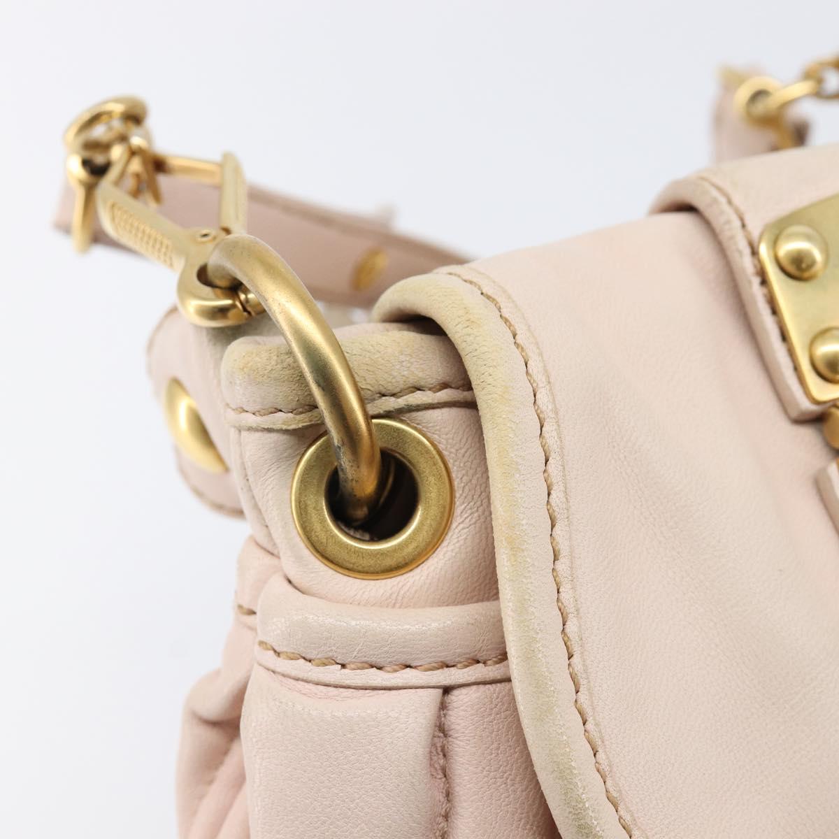 Miu Miu Matelasse Hand Bag Leather 2way Beige Gold Auth 214668A
