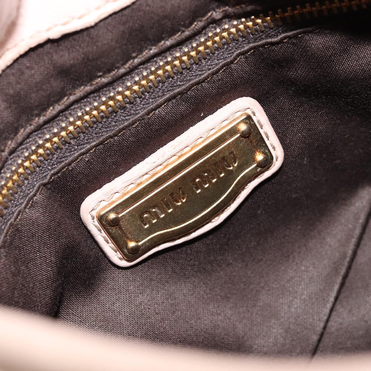 Miu Miu Matelasse Hand Bag Leather 2way Beige Gold Auth 214668A