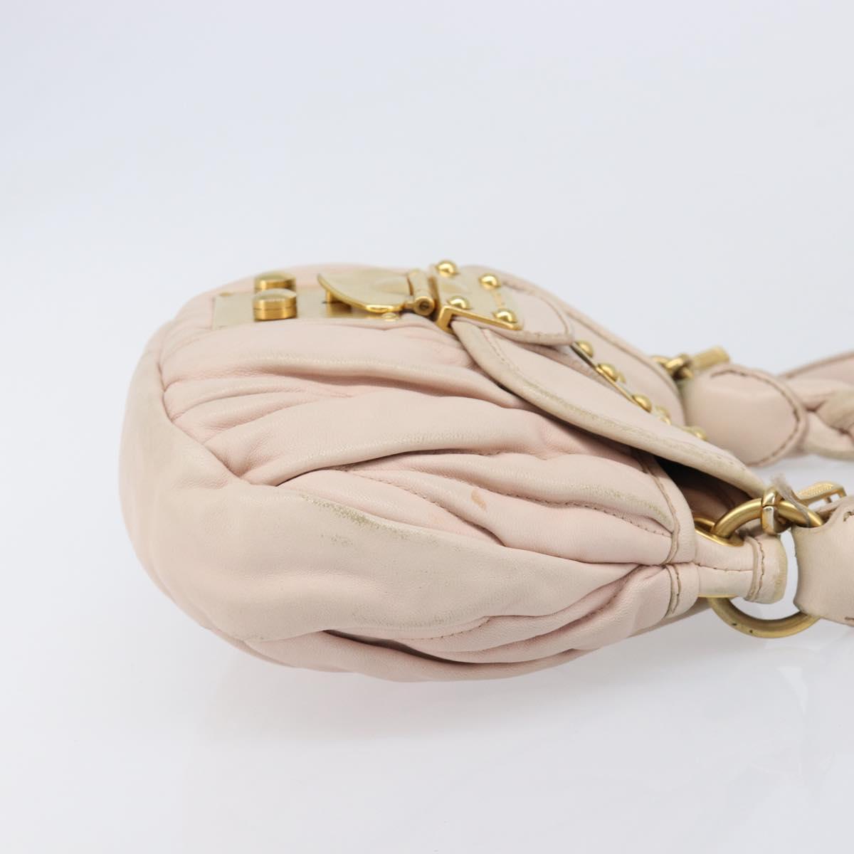 Miu Miu Matelasse Hand Bag Leather 2way Beige Gold Auth 214668A