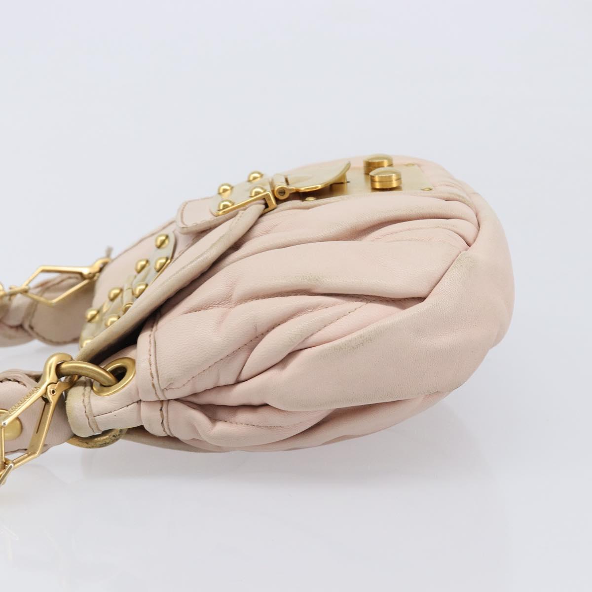 Miu Miu Matelasse Hand Bag Leather 2way Beige Gold Auth 214668A