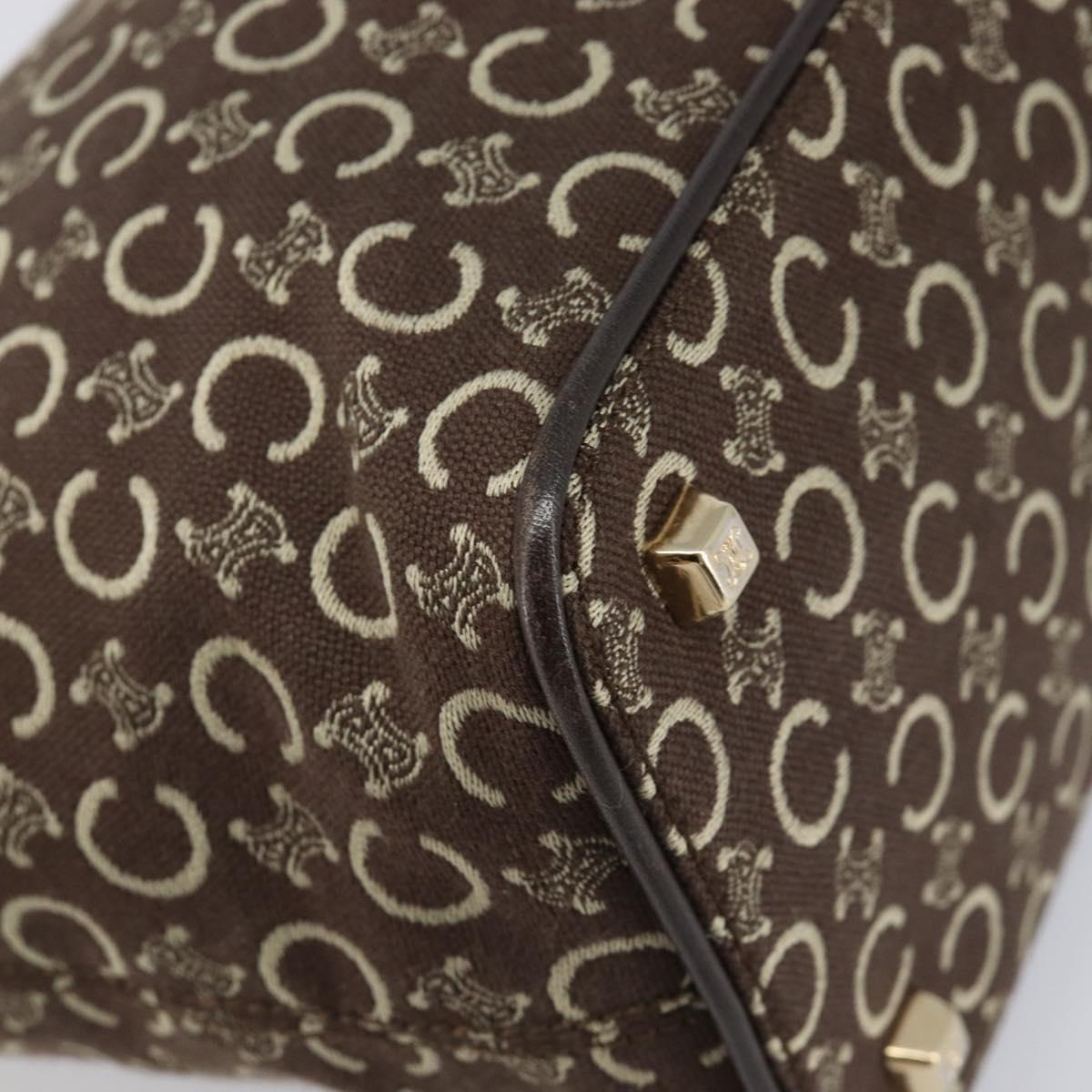 CELINE C Macadam Canvas Shoulder Bag Brown Gold Auth 214671A