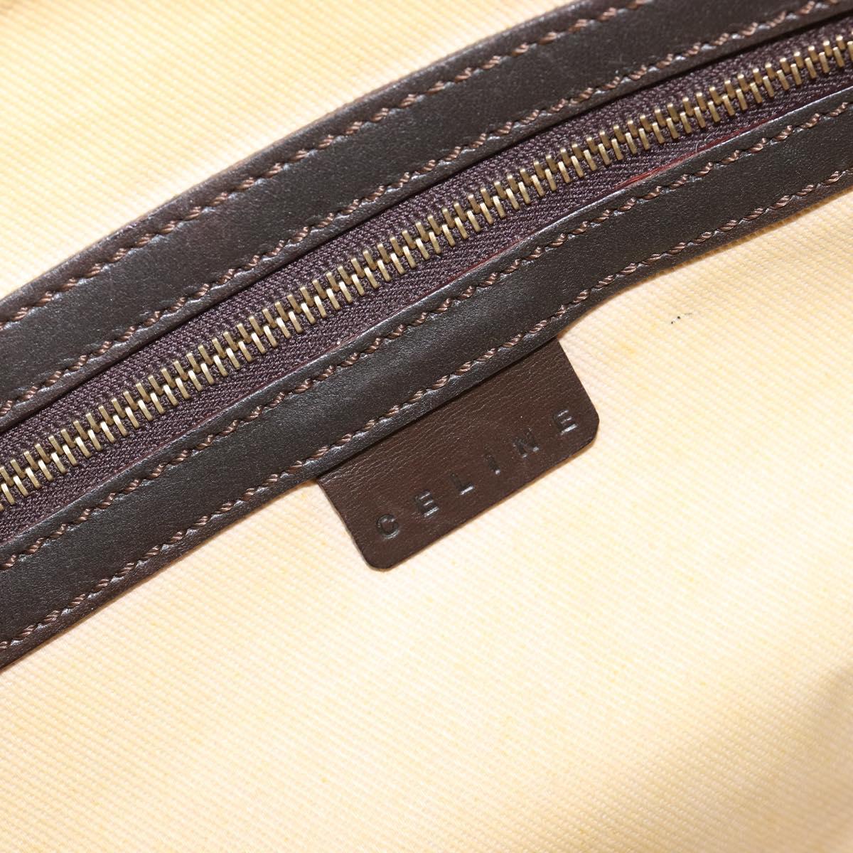 CELINE C Macadam Canvas Shoulder Bag Brown Gold Auth 214671A