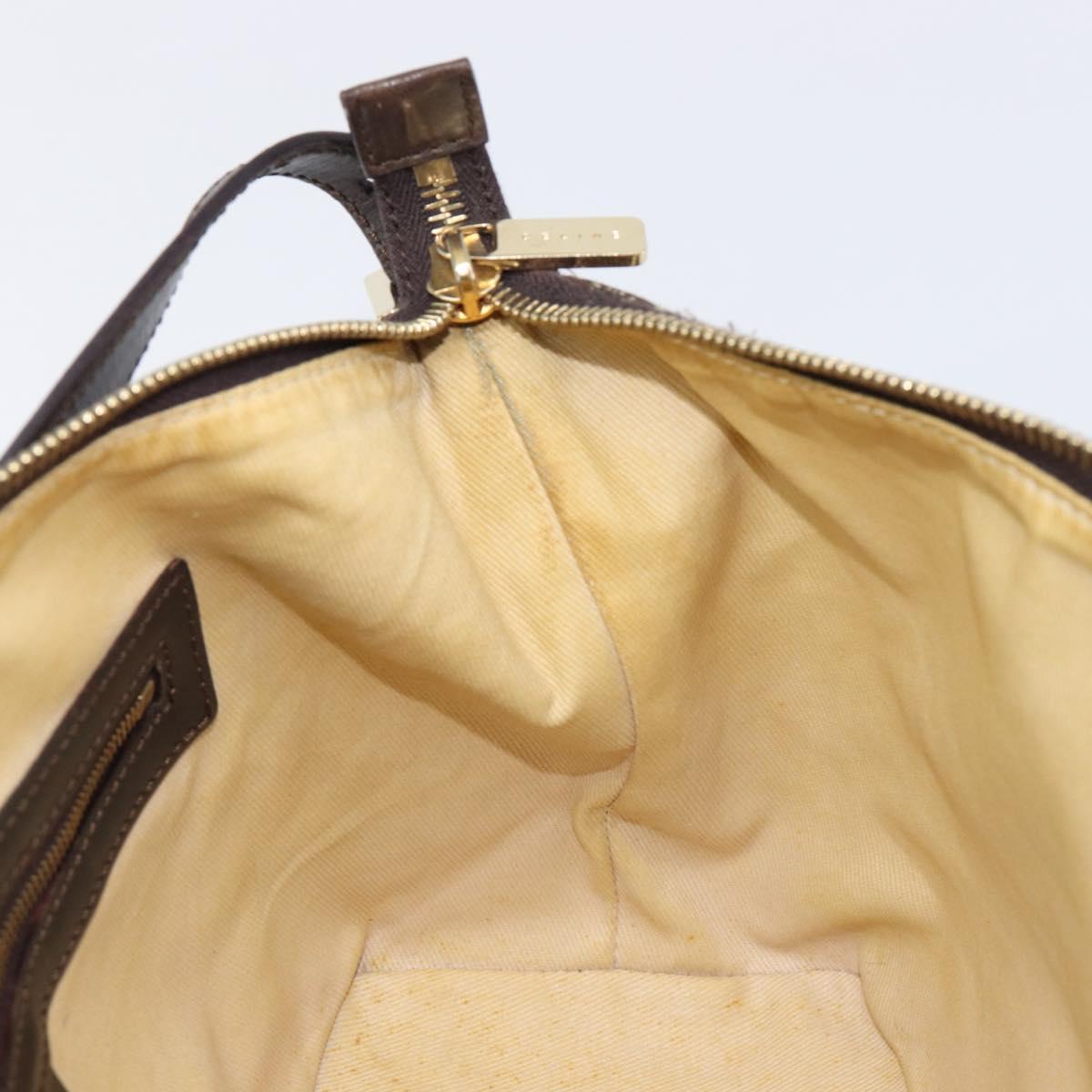 CELINE C Macadam Canvas Shoulder Bag Brown Gold Auth 214671A