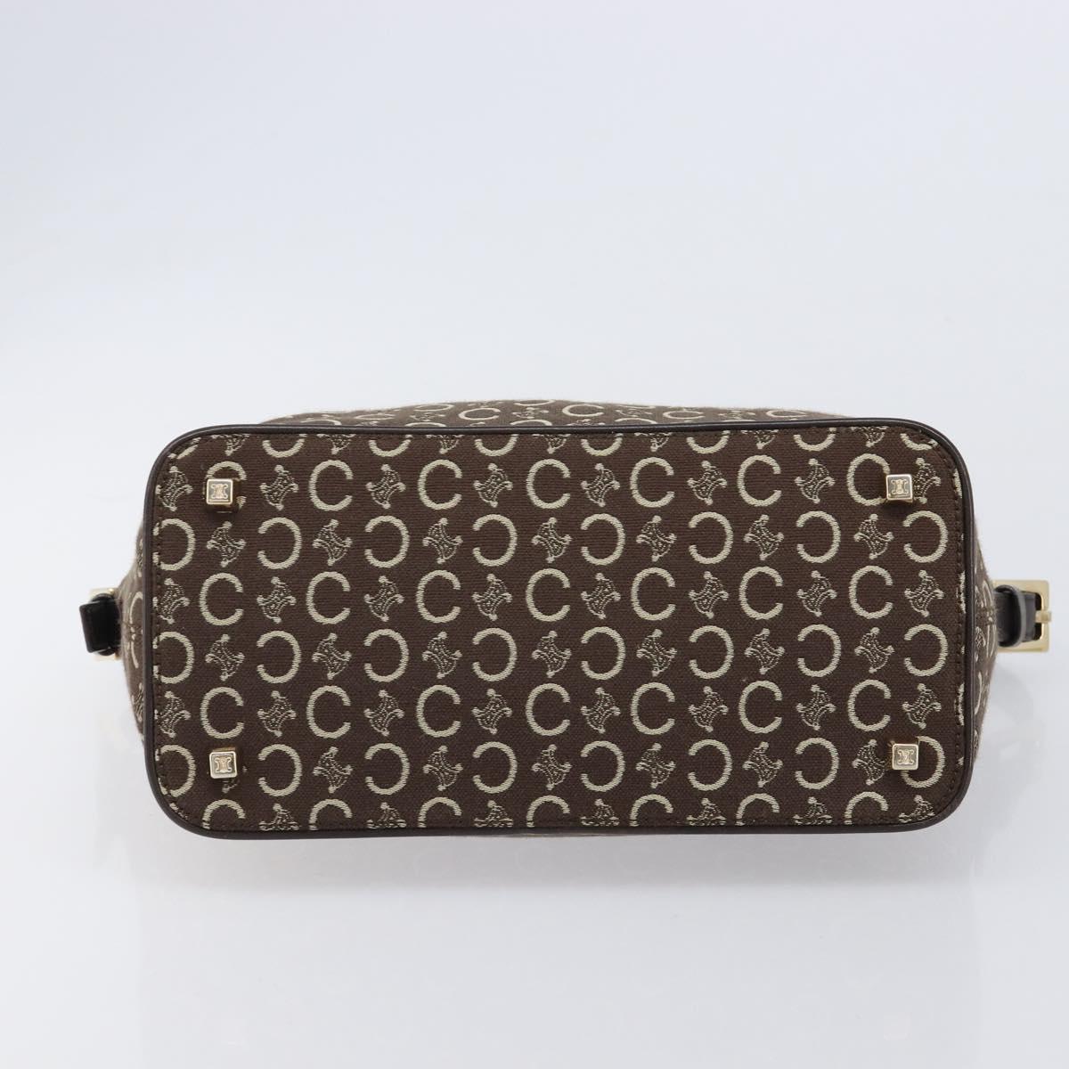 CELINE C Macadam Canvas Shoulder Bag Brown Gold Auth 214671A