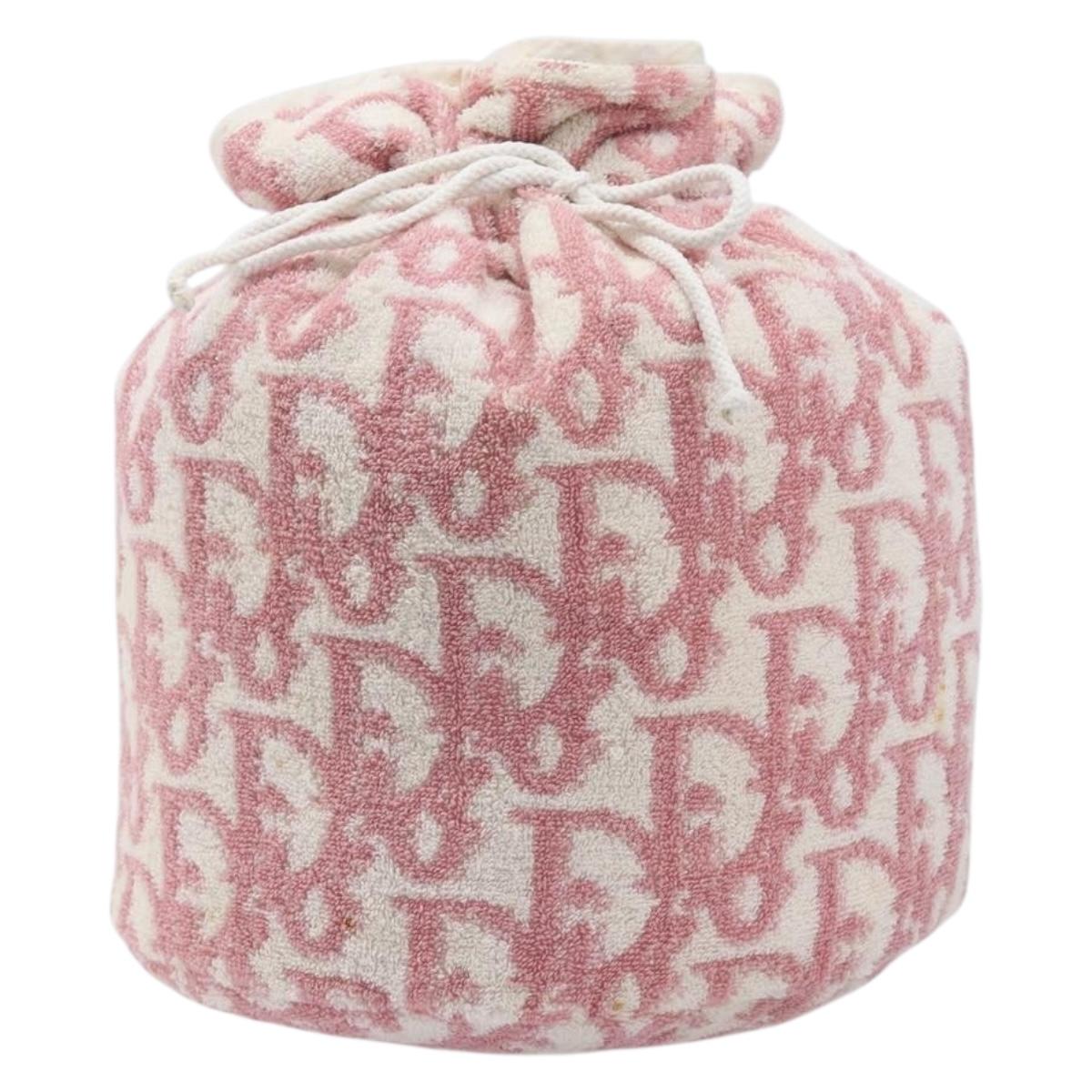 Christian Dior Trotter Pouch Pile Pink White Auth 214674A