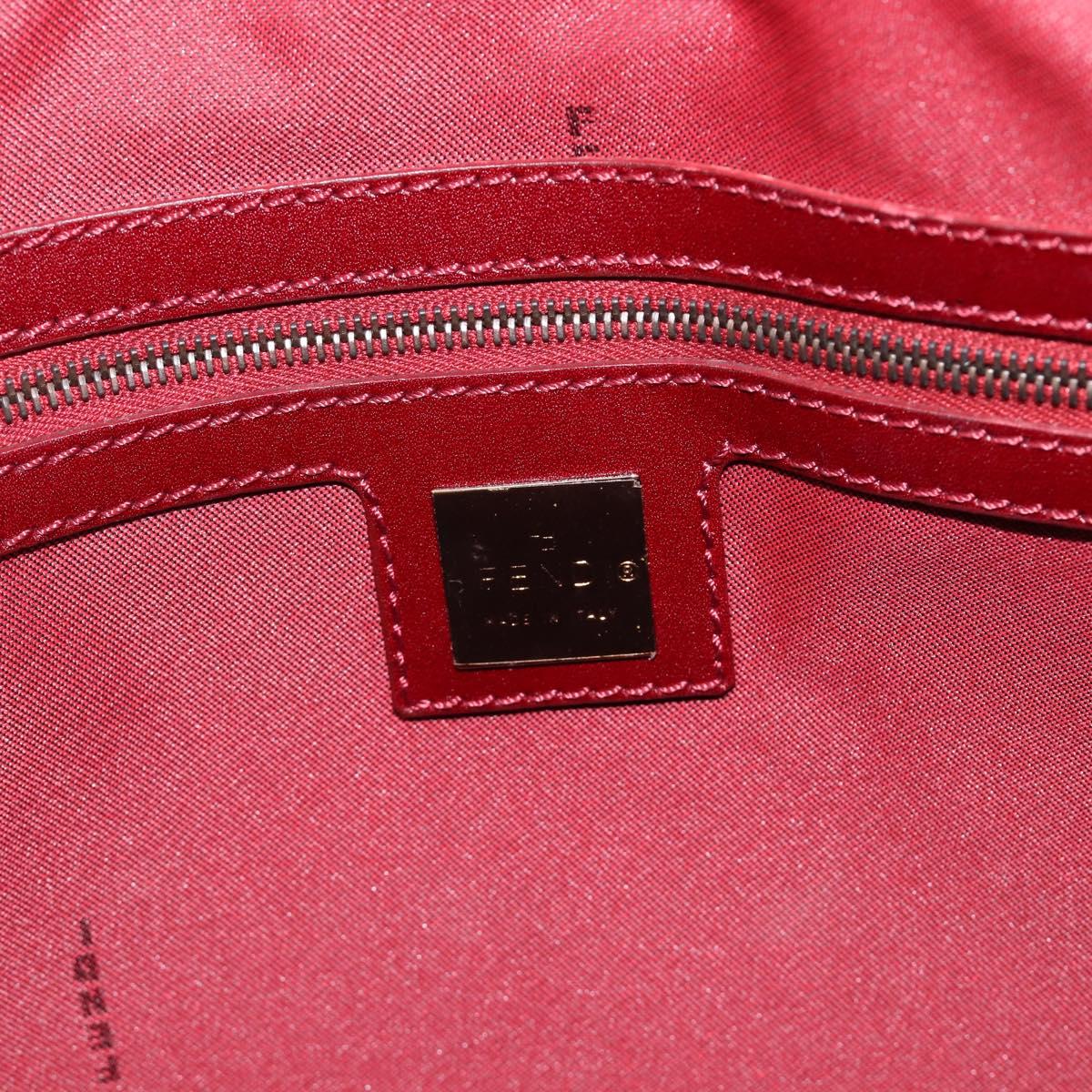 FENDI Zucchino Canvas Hand Bag Red Gold Auth 214677V