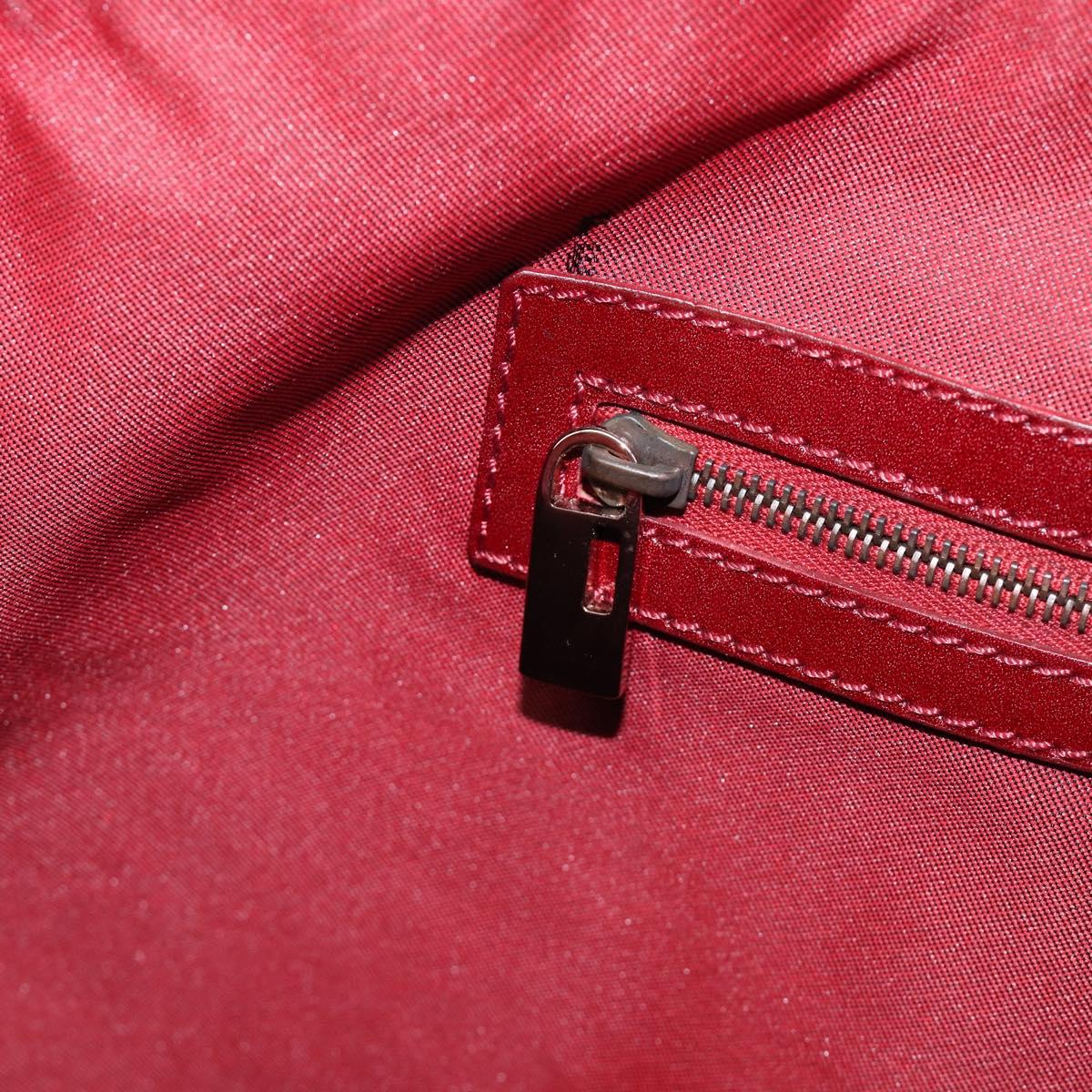 FENDI Zucchino Canvas Hand Bag Red Gold Auth 214677V