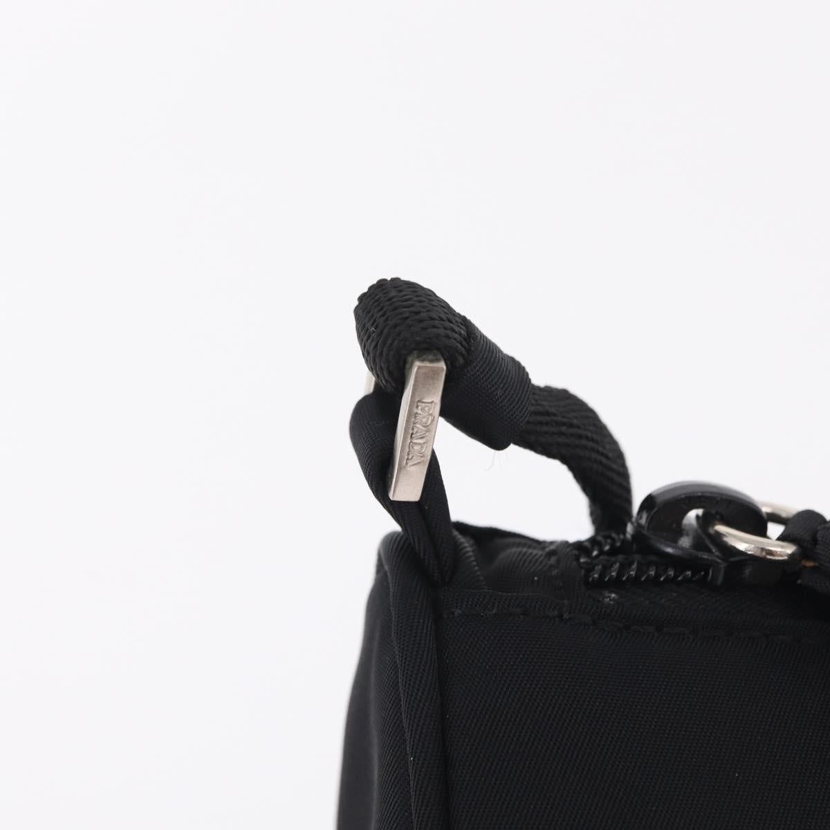 PRADA Accessory Pouch Nylon Black Silver Auth 214679V