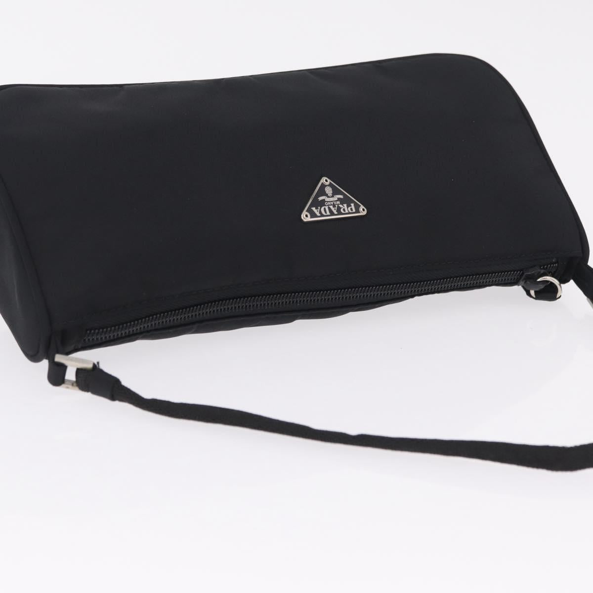 PRADA Accessory Pouch Nylon Black Silver Auth 214679V