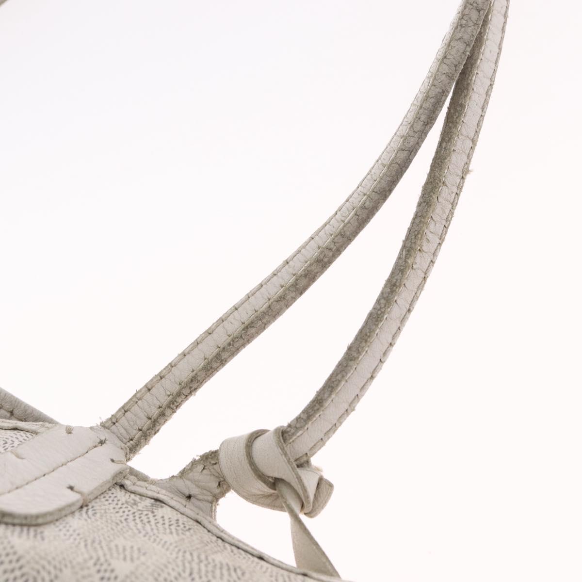 Goyard Herringbone Saint Louis PM Tote Bag PVC White Silver Auth 214681